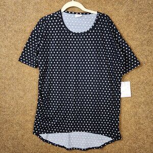 NWT LuLaRoe Perfect T-Shirt Irma S/S Top XS Black/White Polka Dots High-Low